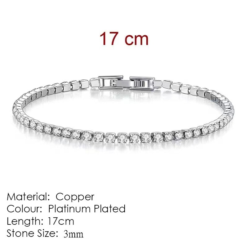 3mm 다이아몬드 팔찌(화이트 골드) 체인 길이 17cm
