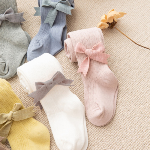  Spring and Autumn Children's Pantyhose 95% Cotton Beautiful Bow Girls' Socks Girls' Dancing Socks