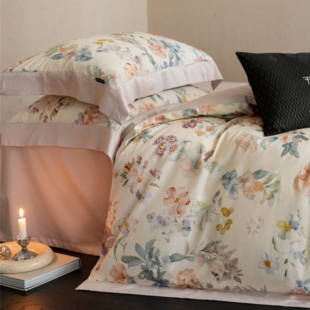 French Pastoral Style Floral Digital Printing Super Soft Bedding Warm Bedding Autumn and Winter Silk Cotton Brushed Four-Piece Home Textile Set