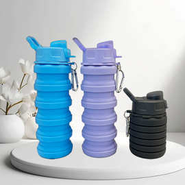 跨境硅胶可折叠水杯 户外登山旅行便携运动伸缩水壶 商务礼品水瓶