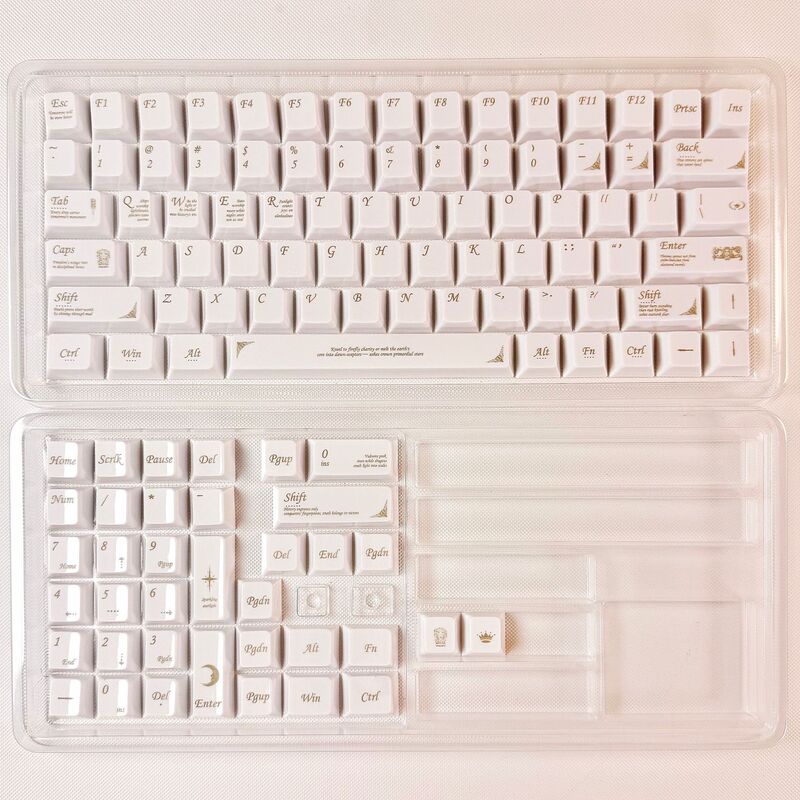 Spot Wholesale Cross-Border White Ceramic Keycaps Small Full Set Original Height Pbt Customized DIY Mechanical Keyboard