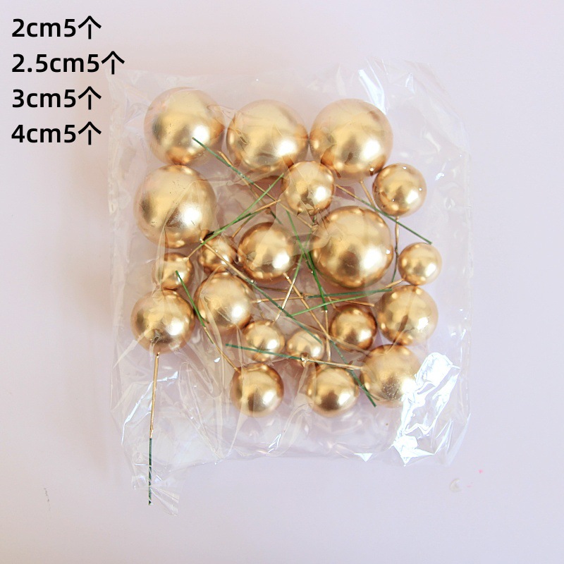 Golden Ball Silver Ball Cake Decorative Plug-in 10 Pack ins Cold Style Golden Ball Silver Ball Birthday Cake Decorative Accessories