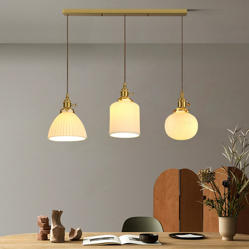 Lámpara Colgante de Estilo Japonés, Retro, Wabi-Sabi, de Nogal, Latón y Cerámica, Minimalista, para Vestíbulo, Comedor, Bar, Dormitorio, Lámpara de Noche