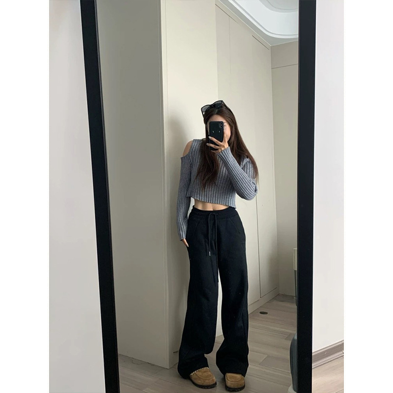 MosesQueen一条过冬百搭慵懒卫裤显瘦垂坠运动裤宽松阔腿休闲长裤|undefined