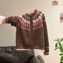 仅用于产品展示勿拍-美拉德复古风费尔岛加厚毛衣外套女2025秋冬