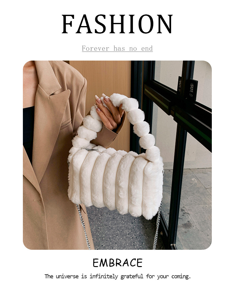 Plüschtasche für Frauen 2023 Herbst und Winter neue Mode einfache Damenhandtasche koreanischen Stil Temperament Damen pelzige Umhängetasche_voghion.com