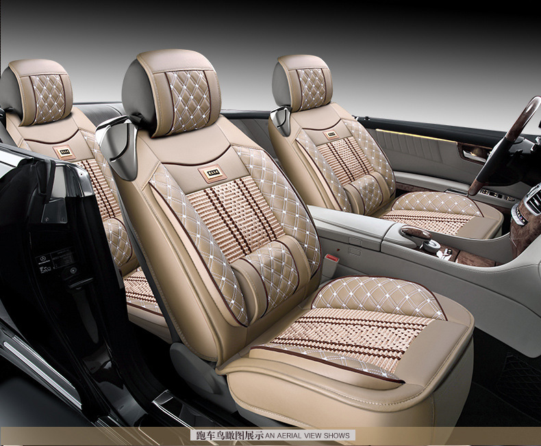 Cross-border Foreign Trade Surrounded Four Seasons General Leather Car Cushion Summer Ice Silk Car Seat Cover Five-seat Car Cool Mat