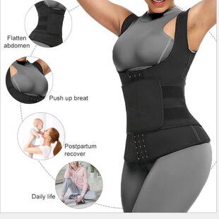 2020 new adjustable rubber vest women's body shaping high waist belly contracting tightening three breasted sweat Velcro