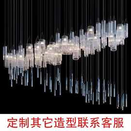 古镇工厂中山工厂直销艺术蓝色金属透明玻璃高端别墅灯具现代简约