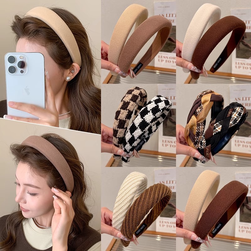 Corea del Sur Wind Wash Facial Hairband Verano esponja presión de cabello banda ancha cráneo leche marrón banda de cabello tocado