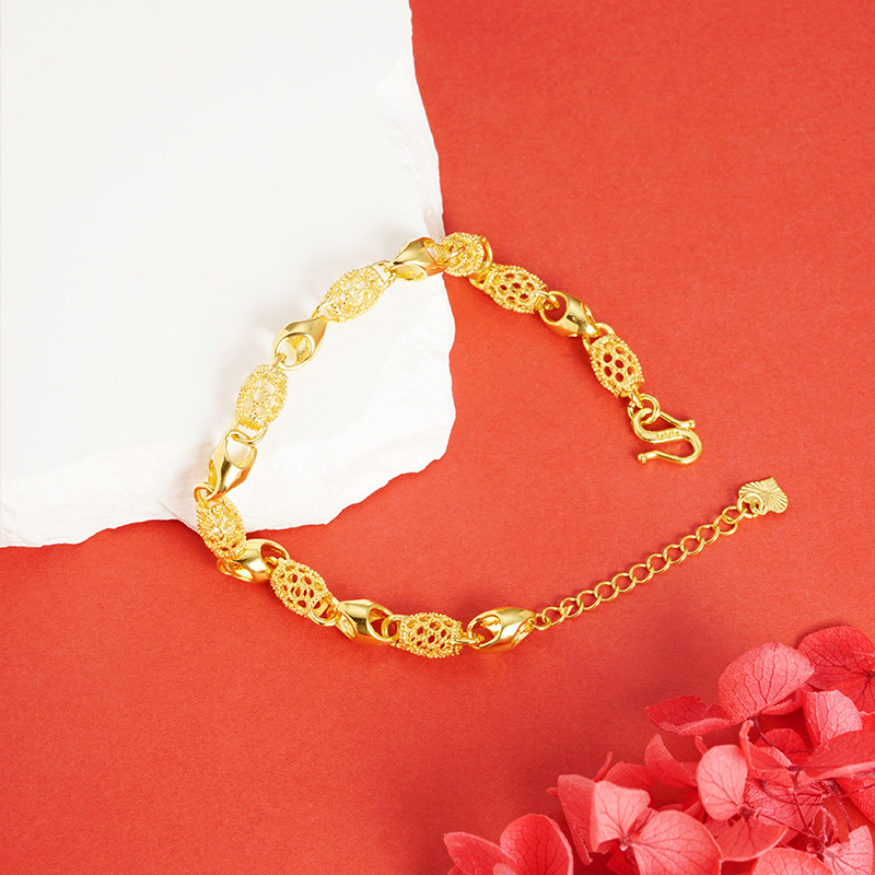 Arena oro retro estilo étnico exquisito pulsera estilo coreano de las mujeres elegante rico todo partido TikTok mano rápida en vivo caliente