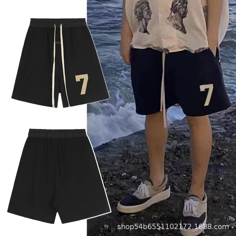 ТУМАН сезон 7 Основная линия номер 7 Модный бренд для мужчин с пятью очками Спортивный отдых Американские свободные флокированные шорты Мужские брюки
