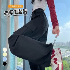十三行工装裤女2025秋冬季高腰哈伦束脚阔腿两穿休闲裤运动裤女棉