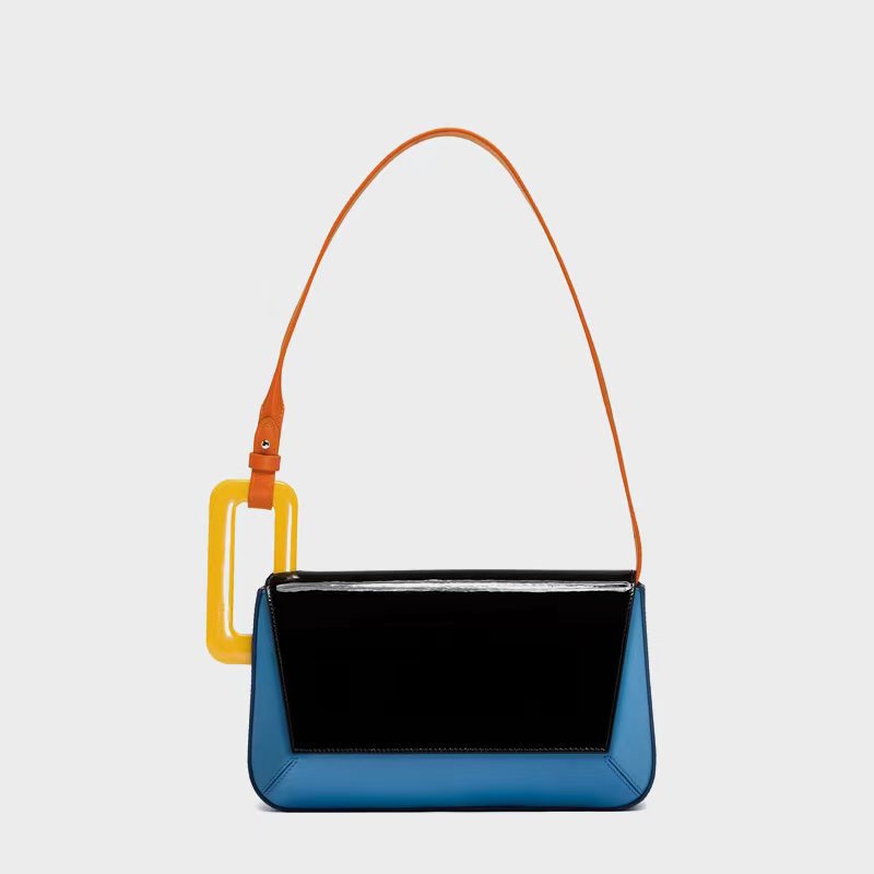 Zipper Closure Type Single Shoulder Strap Strap Type Women's Medium Pu Leather Color Block Streetwear Square Zipper Underarm Bag
