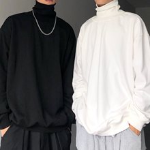 高领打底衫男士女秋春夏ins新款宽松韩版纯色长袖t恤上衣加绒