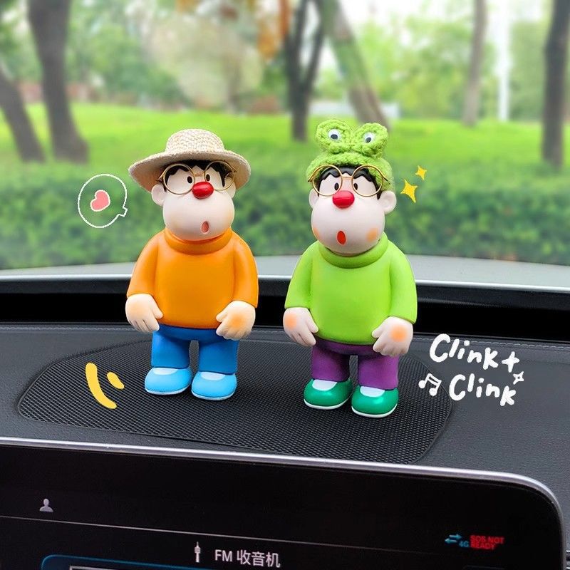 귀여운 팡 타이거 센터 콘솔 장식 장식품 자동차 인형 수제 2024 새로운 자동차 장식 생일 선물