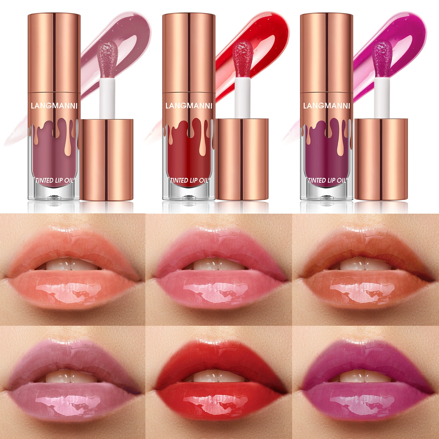 LANGMANNI Цветное масло для губ, помада- Oil Lip Lip Oil, единичный набор