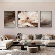 现代轻奢简约客厅装饰画沙发高档背景墙背景三联花卉挂画壁画大气
