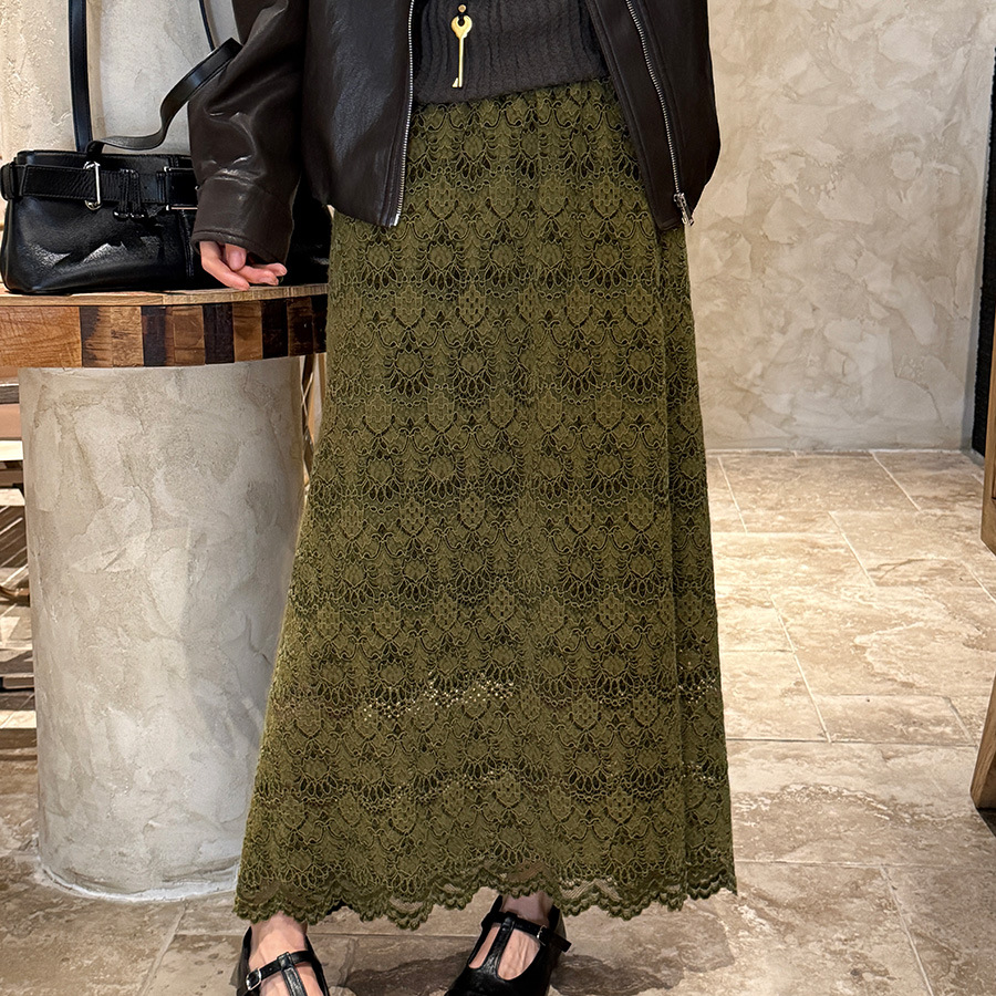 黎诺秋新款蕾丝网纱绒感半身裙女2025气质高腰显瘦垂感a字长裙子