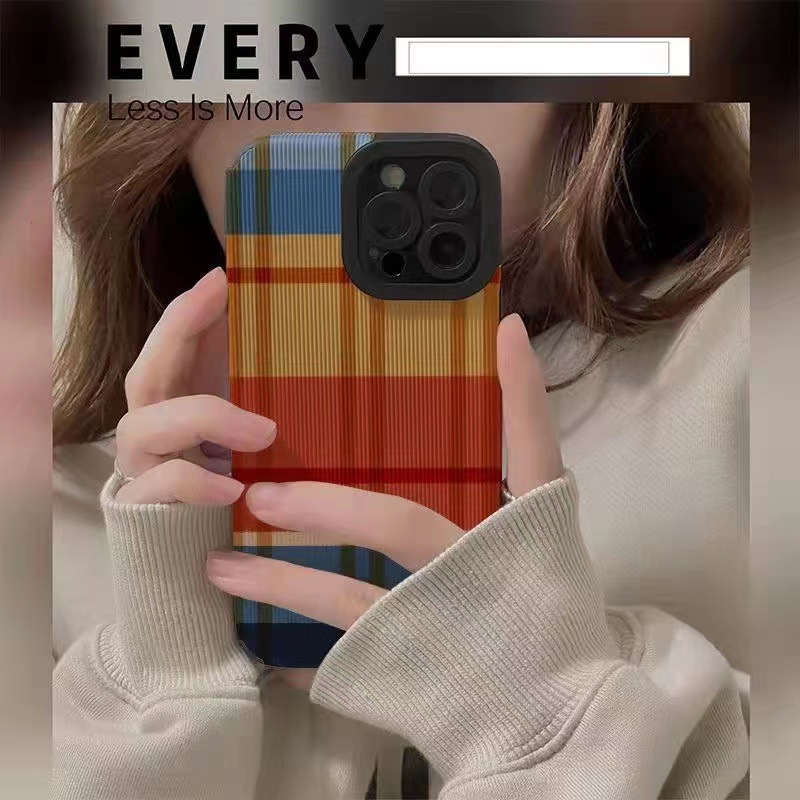 Korean Style Checkered Phone Case For Apple Iphone Multi-colour_voghion.com