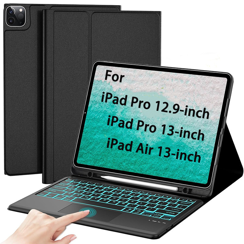 Suitable for iPad Air 13inch tablet protective case Pro12.9 touch-sensitive backlit Bluetooth keyboard M5 leather case M4 Suitable for iPad Air 13inch tablet protective case Pro12.9 touch-sensitive backlit Bluetooth keyboard M5 leather case M4