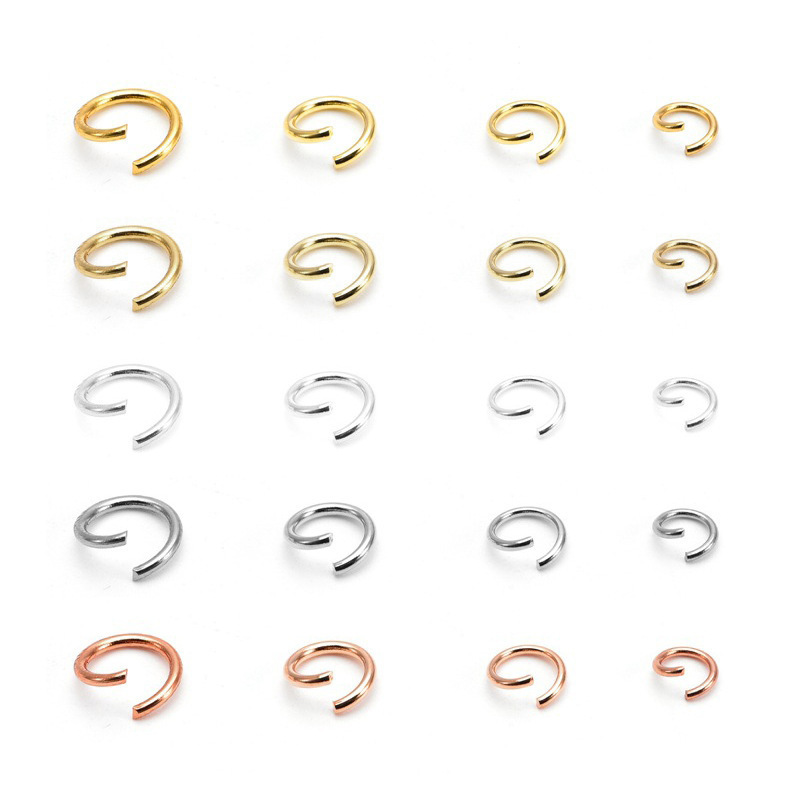 Color-Preserving Kc Gold 200 Open Jump Rings Single Loop Flat Iron Ring Connecting Rings DIY Bracelet Necklace Jewelry Materials Accessories