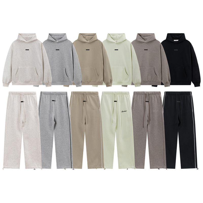 Autumn and Winter Essentials Three-Dimensional Letter Fleece-Lined Hooded Sweatshirt for Men and Women Loose Casual Pants Fog Suit Ins