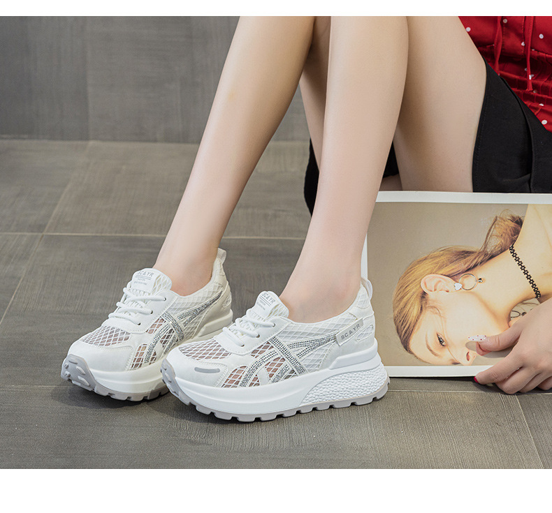 Giày sneaker nữ đế dày phong cách Hàn Quốc, thoáng khí, đế dày 3 cm — Hồng 5092, Trắng 5092 chi tiết 12