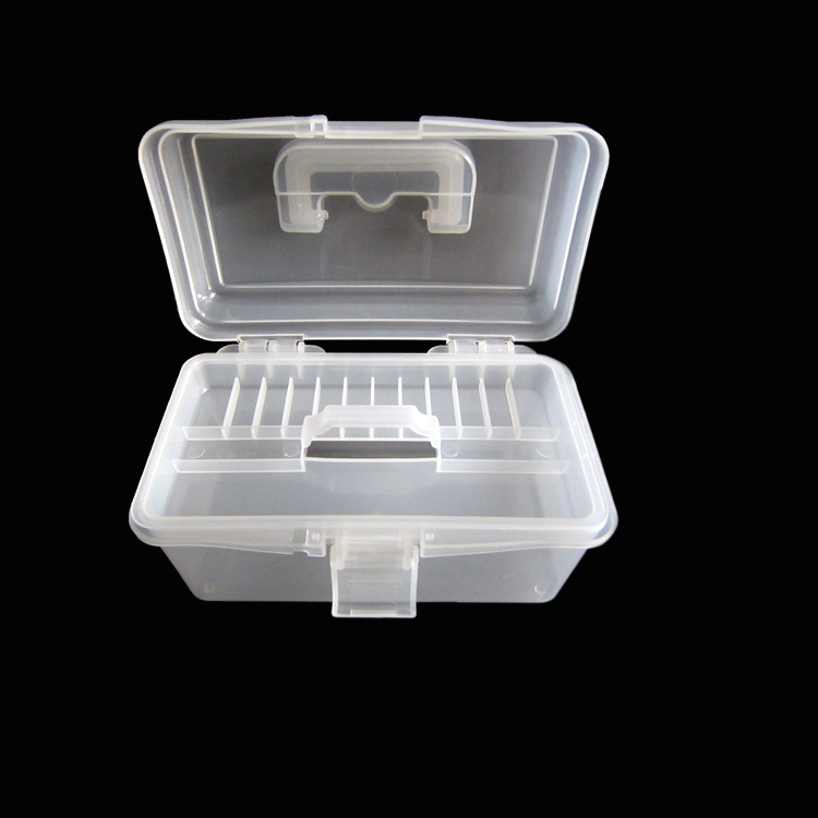 优质8寸小号透明工具箱收纳多功能便携式颜料箱20*12.4*10.8CM