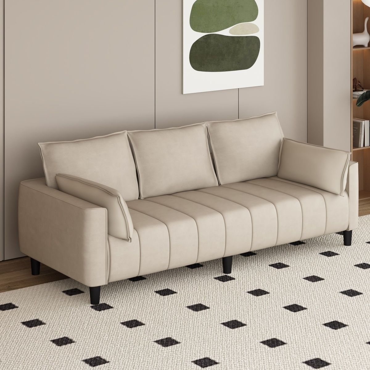 Simple No-Wash Small Apartment Living Room Apartment Rental House Barber Shop Double or Three-Person Color Matching Sofa for Small Households