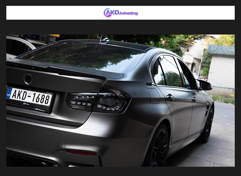 Specifically designed for BMW 3 Series F35 tail light assembly, F30 modified white dragon scale venom tail lights, sequential turn signals, and brakes