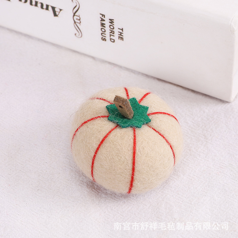 跨境亚马逊羊毛毡南瓜挂件羊毛戳戳乐万圣节玩偶装饰南瓜球成品