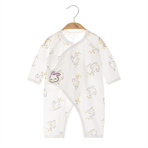 Summer newborn one-piece baby pure cotton thin boneless clothes harem long-sleeved baby summer air-conditioned clothes