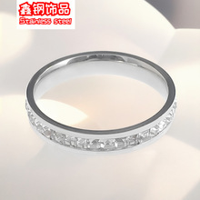 现货跨境钻石不锈钢戒指男欧美复古JESUS简约钛钢腐蚀不掉色