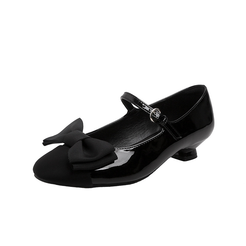 Zapatos Mary Jane con Correa y Punta Redonda para Mujer, Estilo Coreano, Novedad de Primavera 2025, con Lazo Dulce, Estilo Influencer