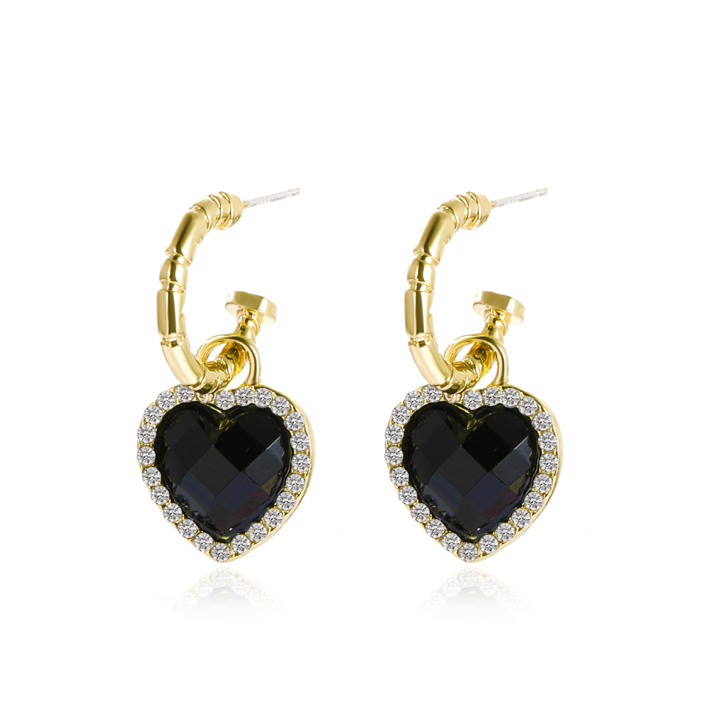 Wholesale Jewelry Black Heart Pendant Earrings Nihaojewelry display picture 7