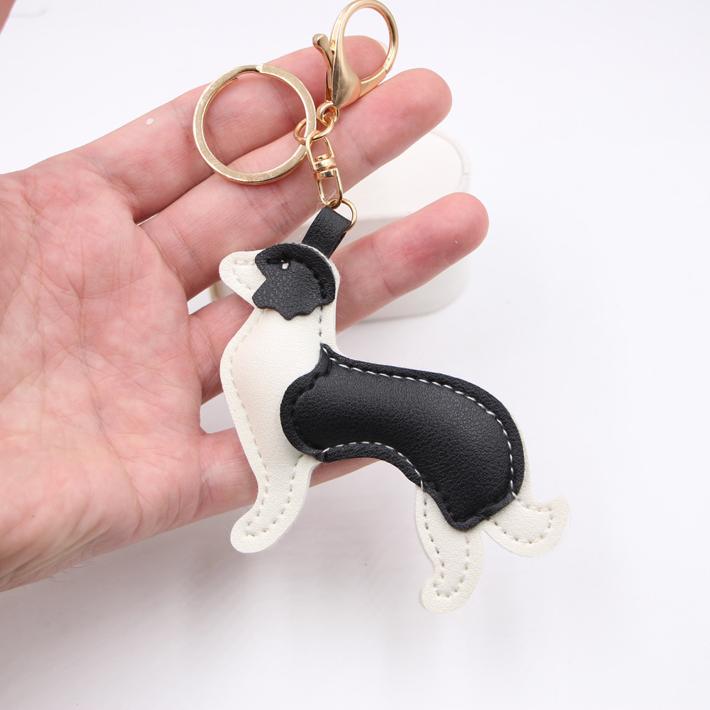 20g Weight Pu Leather Material Printing Design Husky Pet Dog Pu Leather Lady Bag Pendant Keychain Cute Leather Car Accessories 1