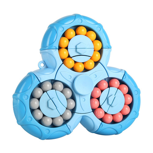 Six-Sided Magic Bean Magic Cube 2-in-1 New Model Magic Cube Six-Sided Rotating Fingertip Spinner Children's Creative Stress Relief Toy