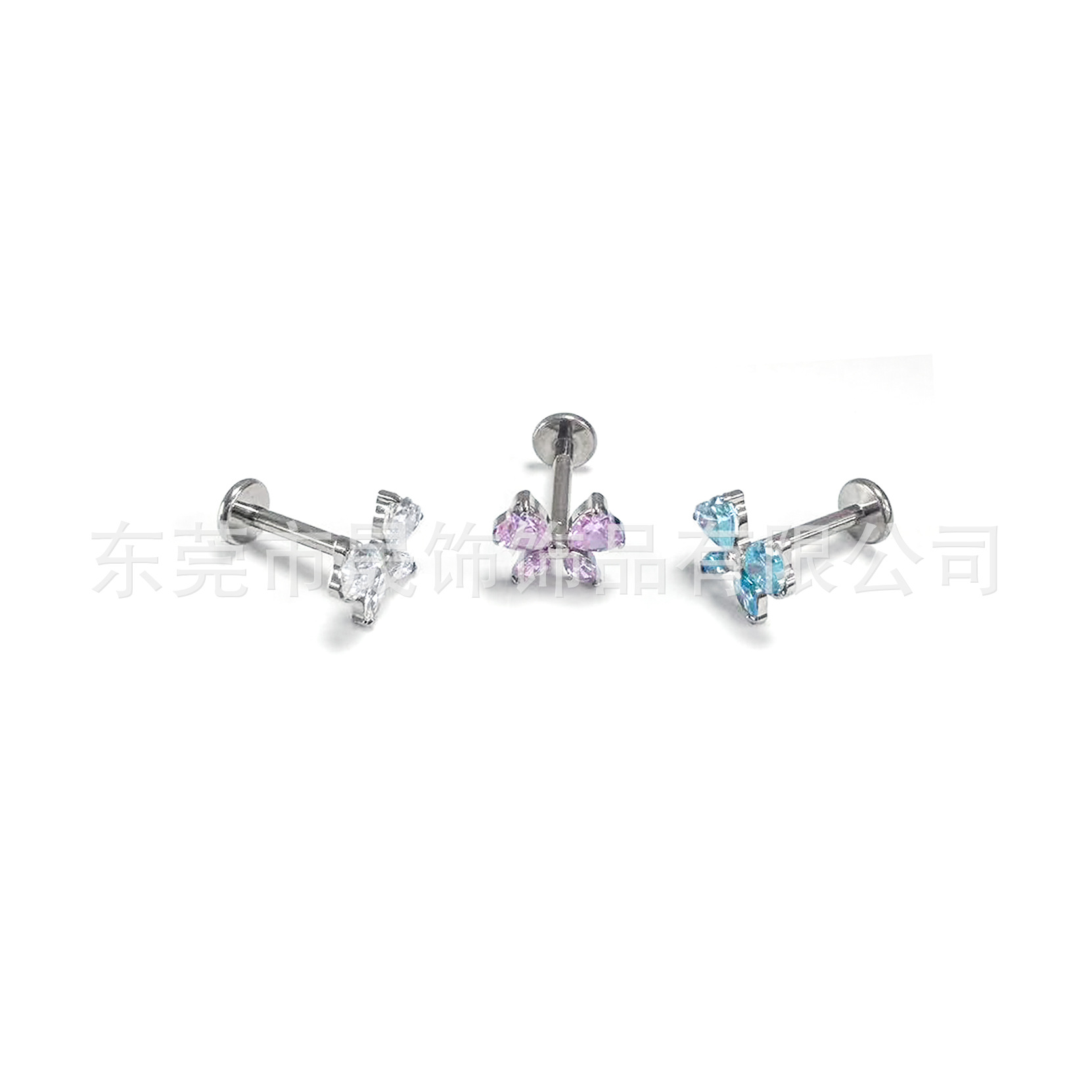 F136 Titanium Alloy Butterfly 结 Ear Stud Studded Heart 马眼 Cubic Zirconia Helix Cartilage Stud G23 Titanium Internal Thread Piercing Jewelry