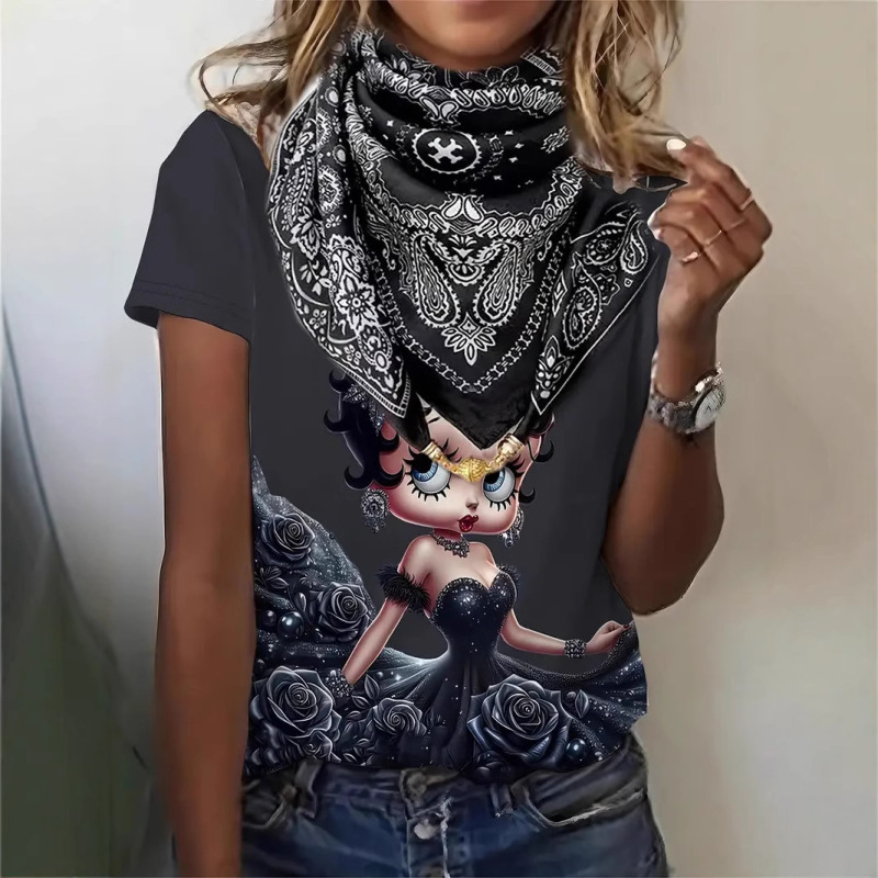 American Cross-border 2025 New Casual All-match high quality Comfortable Breathable Women's Short-sleeved Crewneck T-shirt ME13