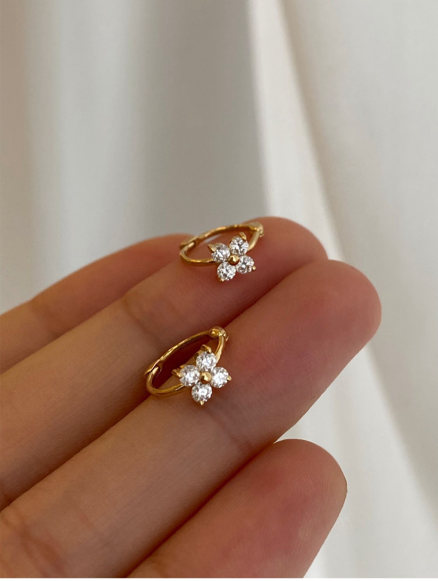 Holiday, Daily Occasion 1 Pair 925 Sterling Silver Zircon 925 Sterling Silver Earrings Leaf Flower Earrings