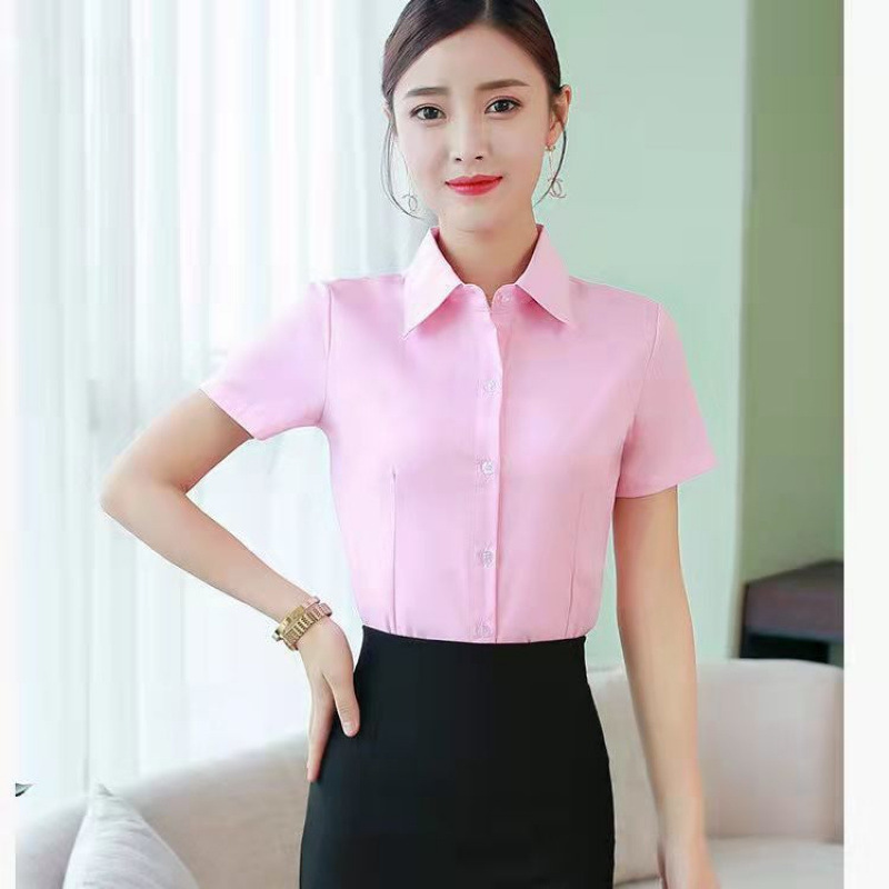 春と秋の新型の黒い白いシャツの女性の韓国版は長袖の工装のシャツの作業服の職業の服装の正装の上着を修理します。|undefined