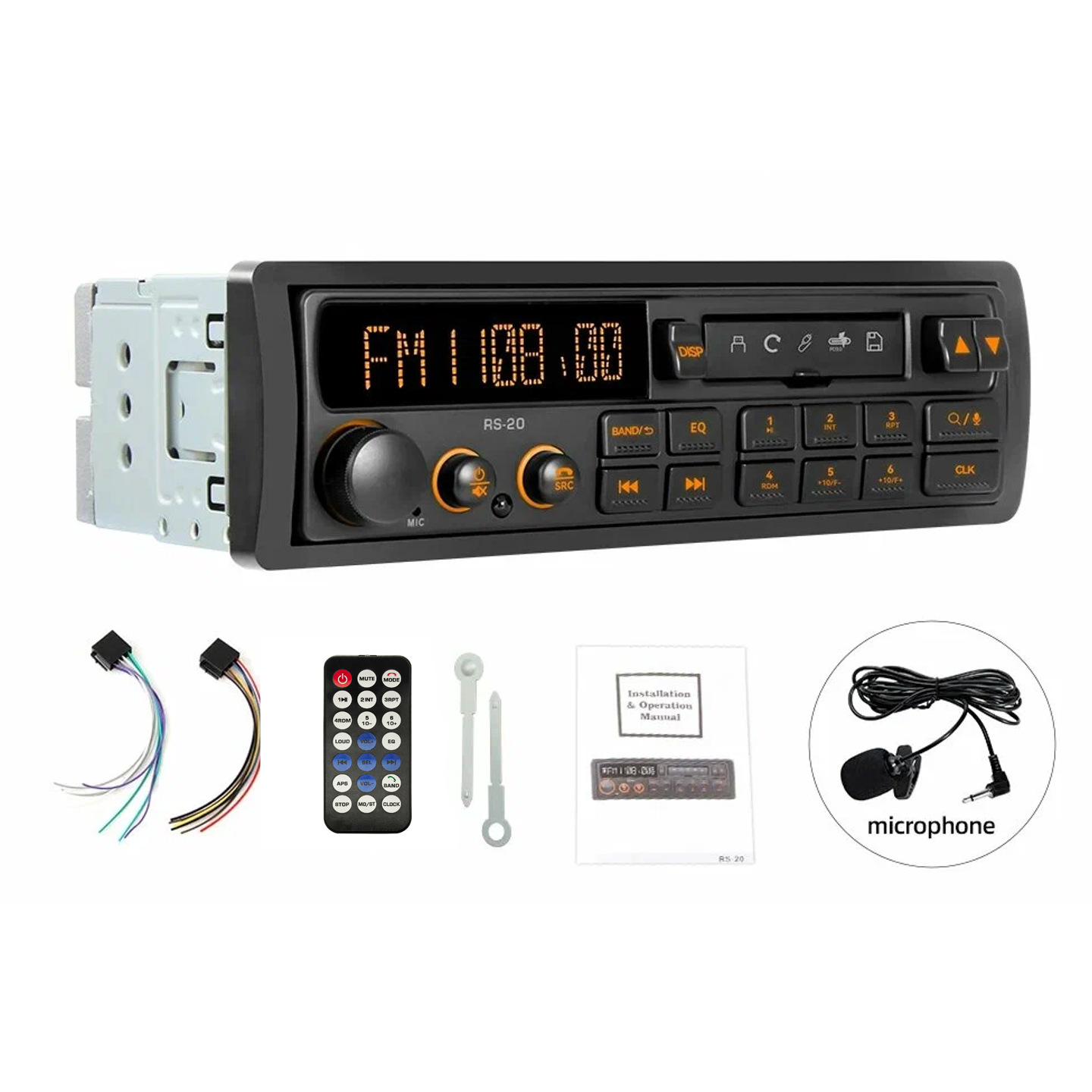 12V car radio, in-car MP3 player, Bluetooth player, USB drive, SD card, replacement for cassette player, audio amplifier