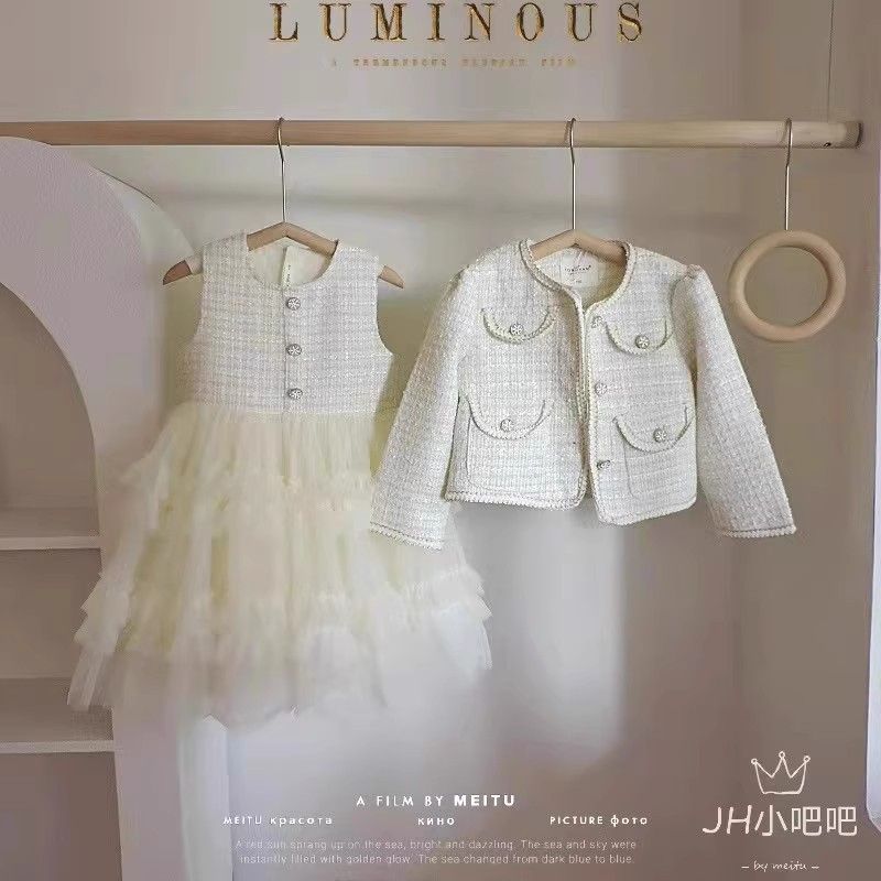 女童小香风外套韩版套装裙2025新款童装女孩时髦公主裙连衣裙小吧