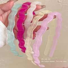 糖果色亞克力波浪發箍女洗臉帶齒防滑碎發發卡簡約氣質細頭箍髮飾