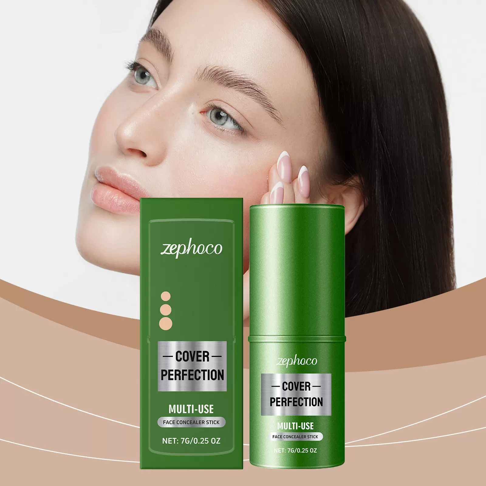 zephoco 粉底遮瑕棒 滋润提亮轻薄遮瑕不脱妆立体修容妆前粉底棒
