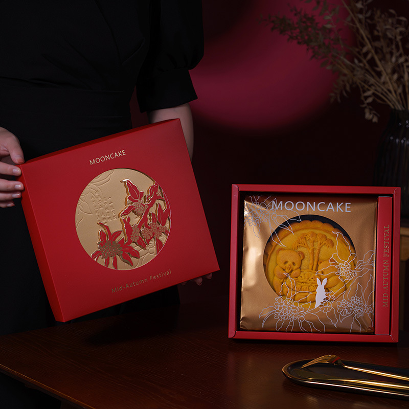 2023新创意国风大月饼包装盒子500g广式流心大月饼礼盒中秋1斤装