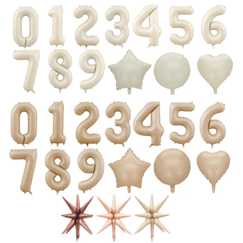 New Cream-Colored Caramel-Colored 32inch Number Shaped Aluminum Foil Balloons for Birthday Theme Party Decoration and Photography New Cream-Colored Caramel-Colored 32inch Number Shaped Aluminum Foil Balloons for Birthday Theme Party Decoration and Photography