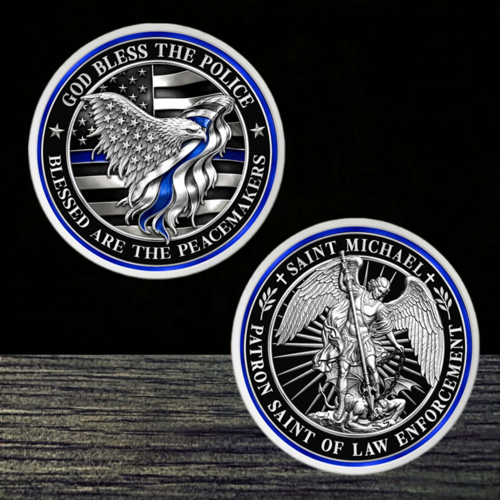 American Police Theme Commemorative Coin Guardian Angel Saint Michael Commemorative Medal Metal Relief Coin Cross-Border American Police Theme Commemorative Coin Guardian Angel Saint Michael Commemorative Medal Metal Relief Coin Cross-Border