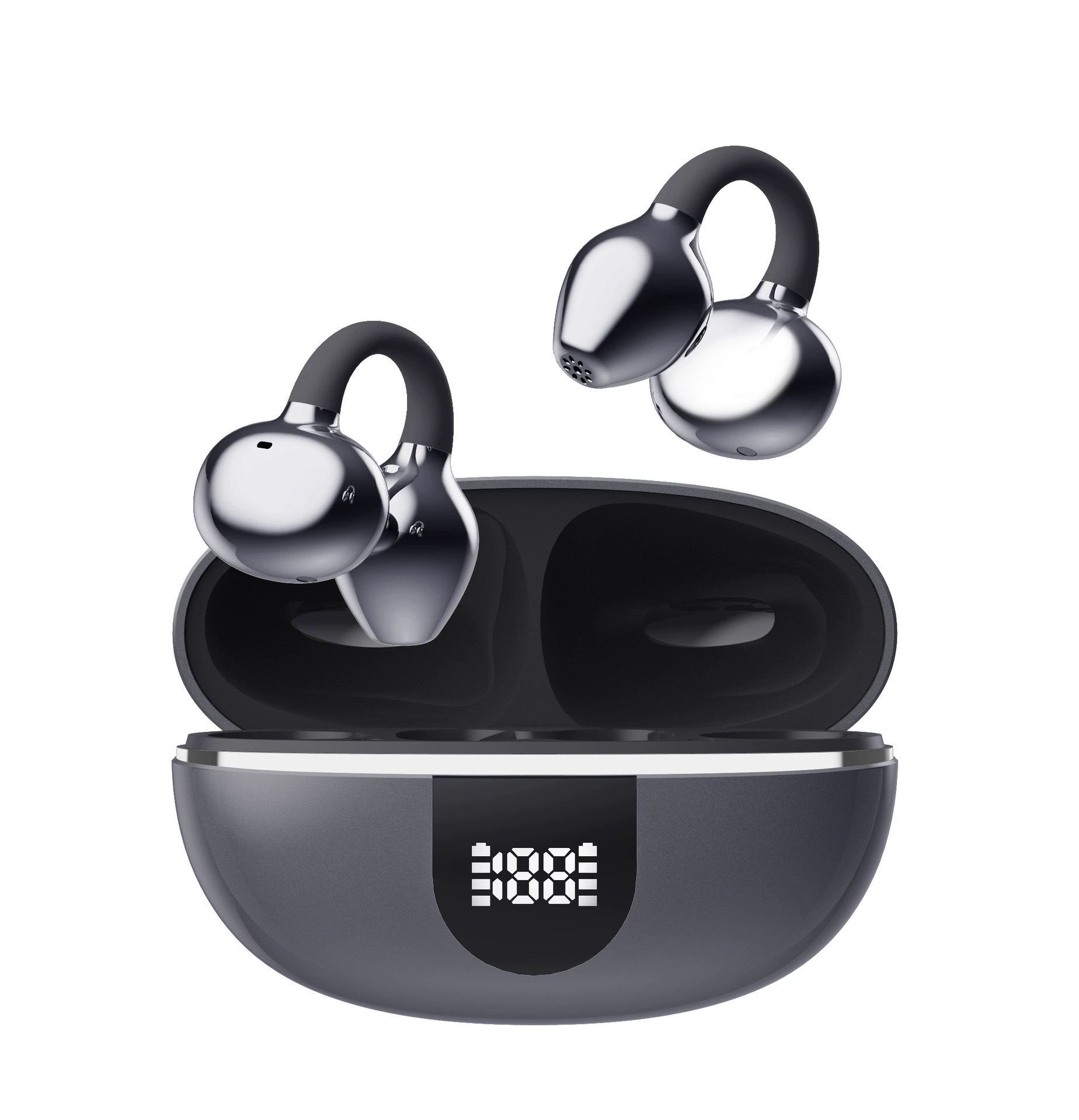 Bone‑conduction ear‑clip Bluetooth headset, noise reduction, low latency, decorative earring option